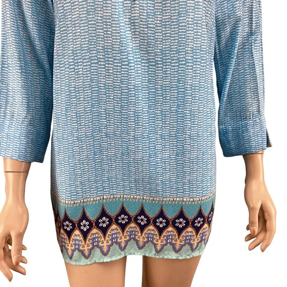 J Jill Top Size XS Xsmall NWT Aegean Tunic Womens Blue Patterned Geometric - Picture 7 of 7